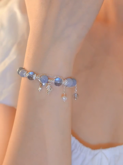 【淡水珍珠×海藍寶】情緒穩定水晶石手鏈｜藍色貓眼石女款手飾