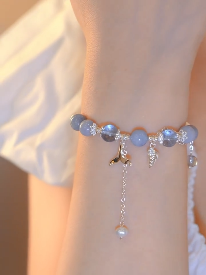 【淡水珍珠×海藍寶】情緒穩定水晶石手鏈｜藍色貓眼石女款手飾