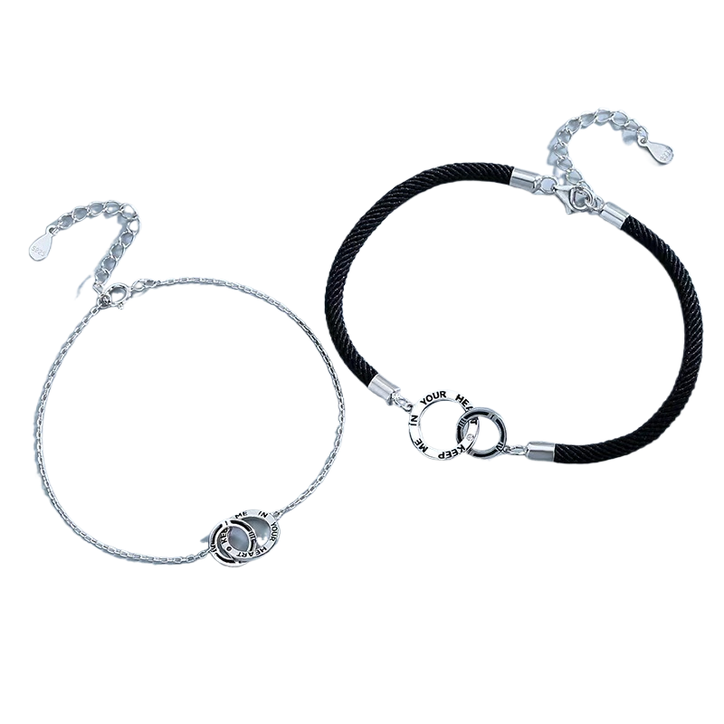 【熱戀宣言】純銀情侶手鏈一對｜小眾設計 可免費刻字 異地戀專屬禮物