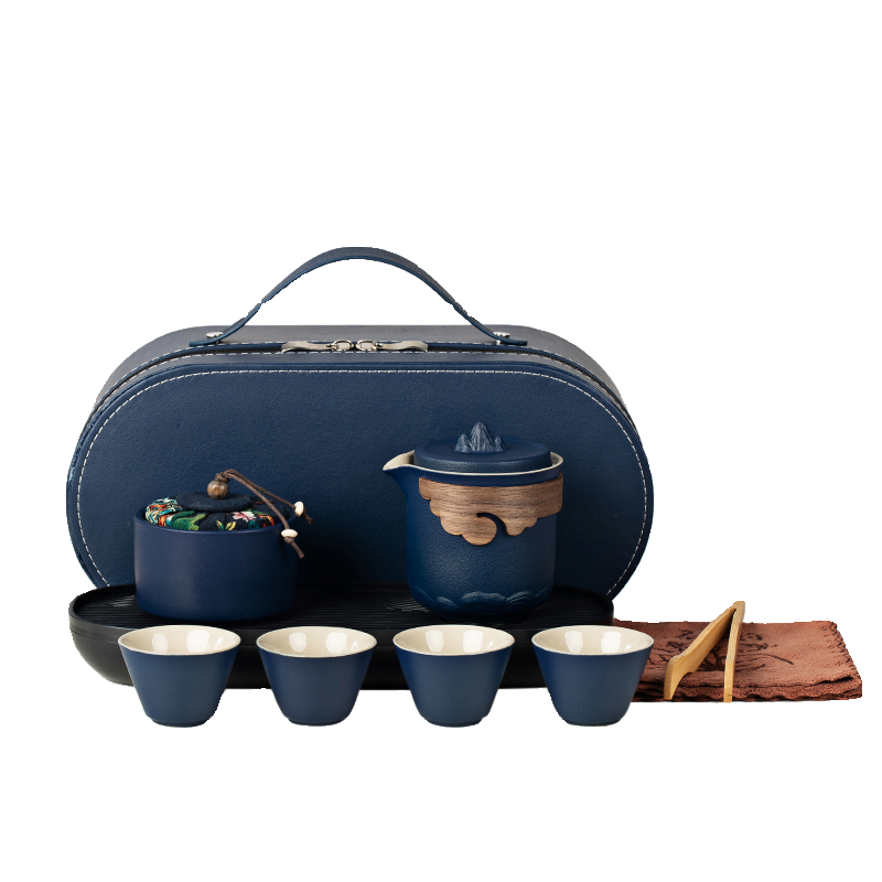 雲藍行茶組｜典雅隨行茶具禮盒（可客製化刻字）