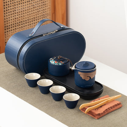 雲藍行茶組｜典雅隨行茶具禮盒（可客製化刻字）