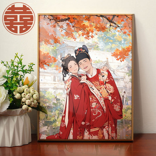 專屬客製插畫婚禮畫框｜手繪風定制相框