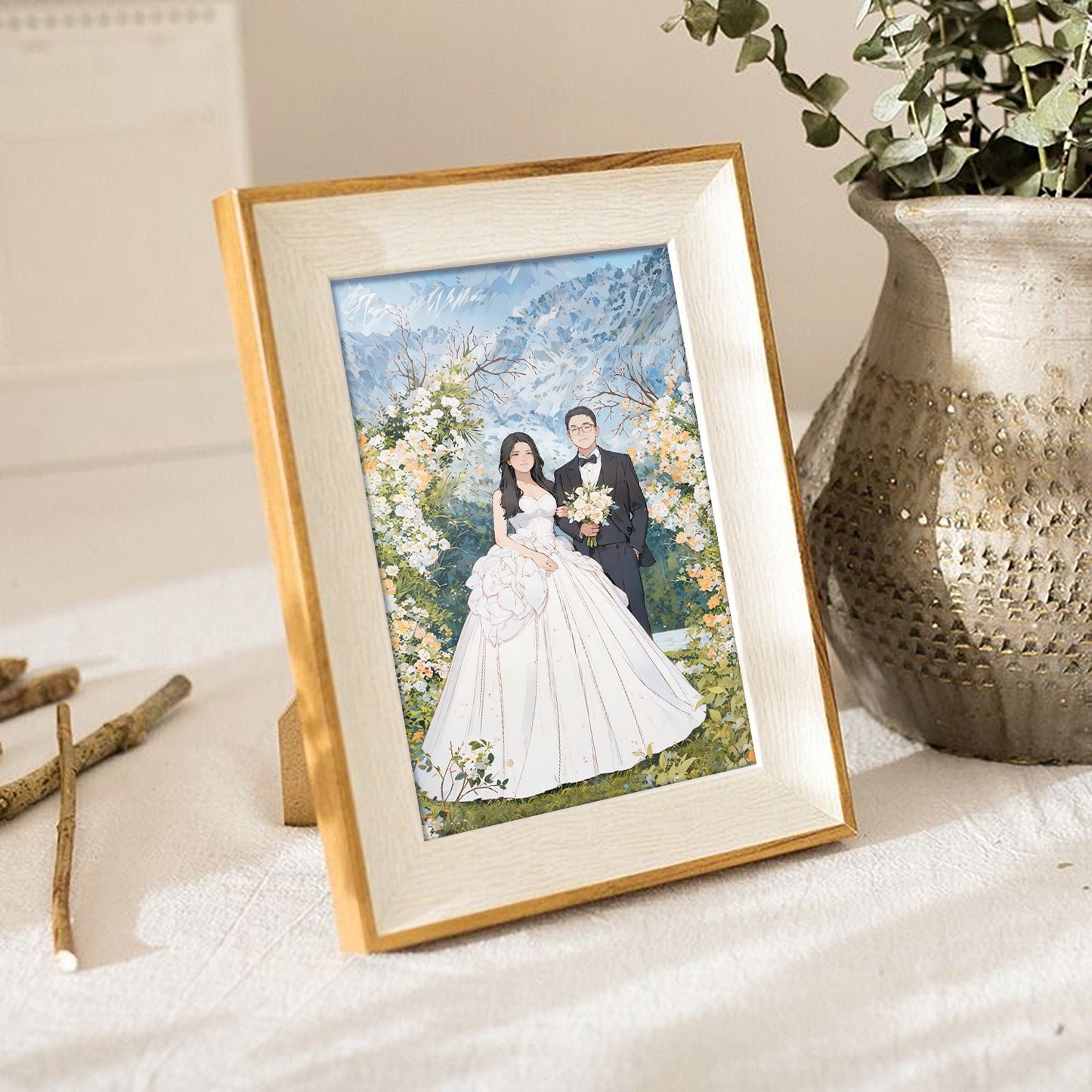 專屬客製插畫婚禮畫框｜手繪風定制相框